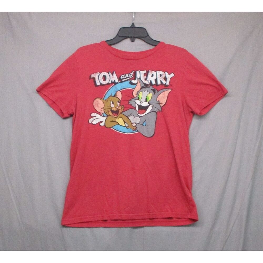 Red Tom And Jerry Graphic Tee Crew‎ Neck T Shirt  Men Size Small